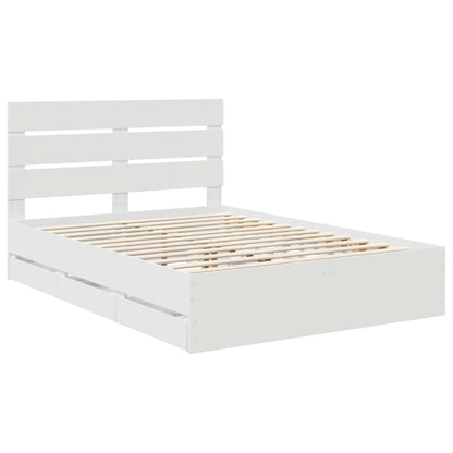 vidaXL Bettrahmen mit Schubladen Weiß 150 x 200 cm Ingenieurs Holz
