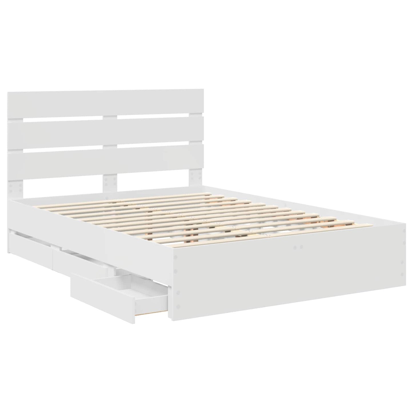 vidaXL Bettrahmen mit Schubladen Weiß 150 x 200 cm Ingenieurs Holz