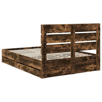 vidaXL Bettrahmen Geräucherte Eiche 150 x 200 cm Ingenieurs Holz
