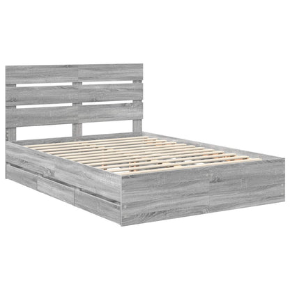 vidaXL Bettrahmen Graues Sonoma 150 x 200 cm Ingenieurs Holz