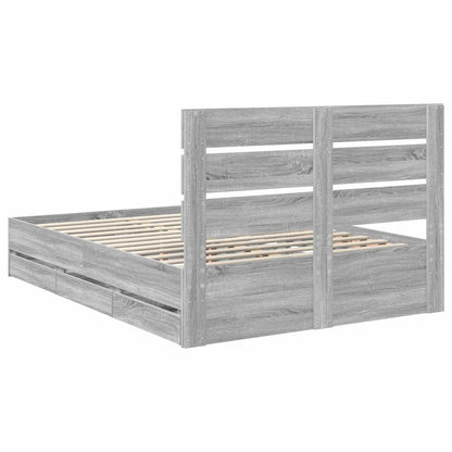 vidaXL Bettrahmen Graues Sonoma 150 x 200 cm Ingenieurs Holz