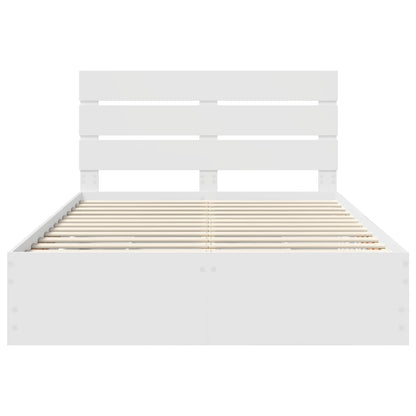 vidaXL Bettrahmen mit Schubladen Weiß 140 x 190 cm Ingenieurs Holz