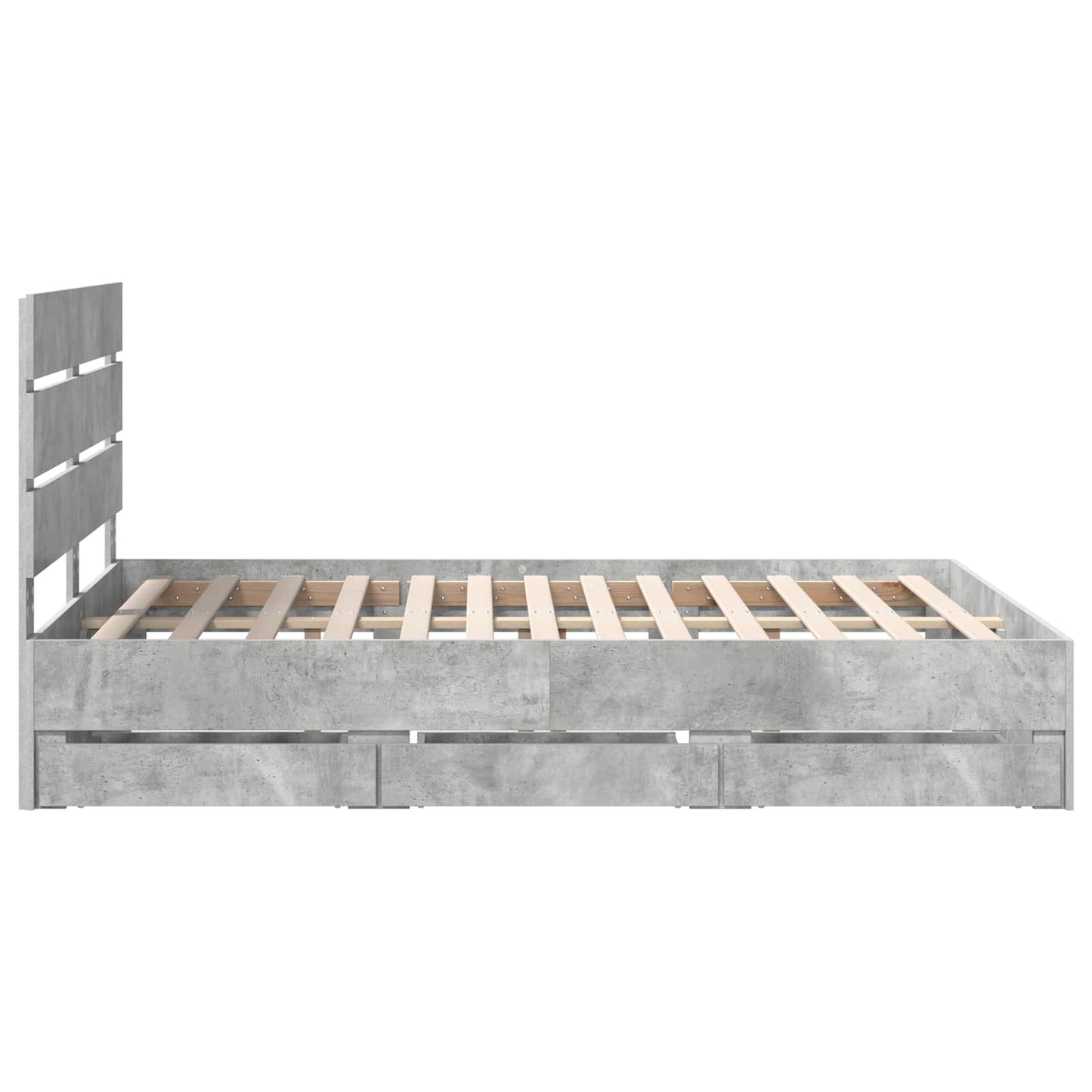 vidaXL Bettrahmen mit Kopfteil Beton Grau 140 x 190 cm Ingenieurs Holz
