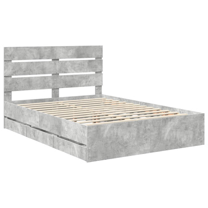 vidaXL Bettrahmen mit Kopfteil Beton Grau 140 x 200 cm Ingenieurs Holz
