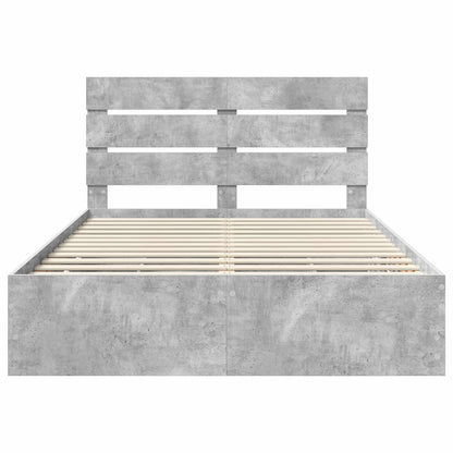 vidaXL Bettrahmen mit Kopfteil Beton Grau 140 x 200 cm Ingenieurs Holz