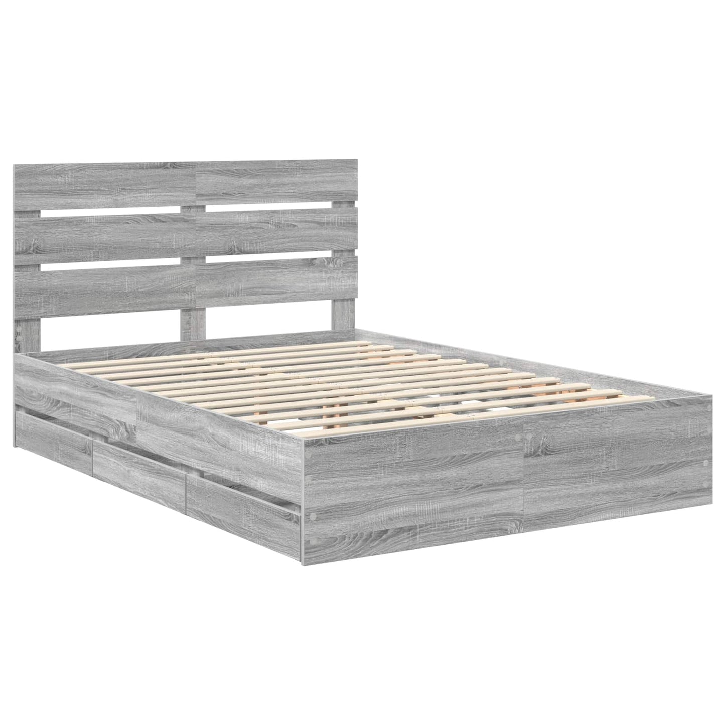 vidaXL Cadre de lit Gris sonoma 140 x 200 cm Bois d'ingénierie