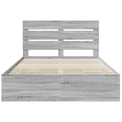 vidaXL Cadre de lit Gris sonoma 140 x 200 cm Bois d'ingénierie