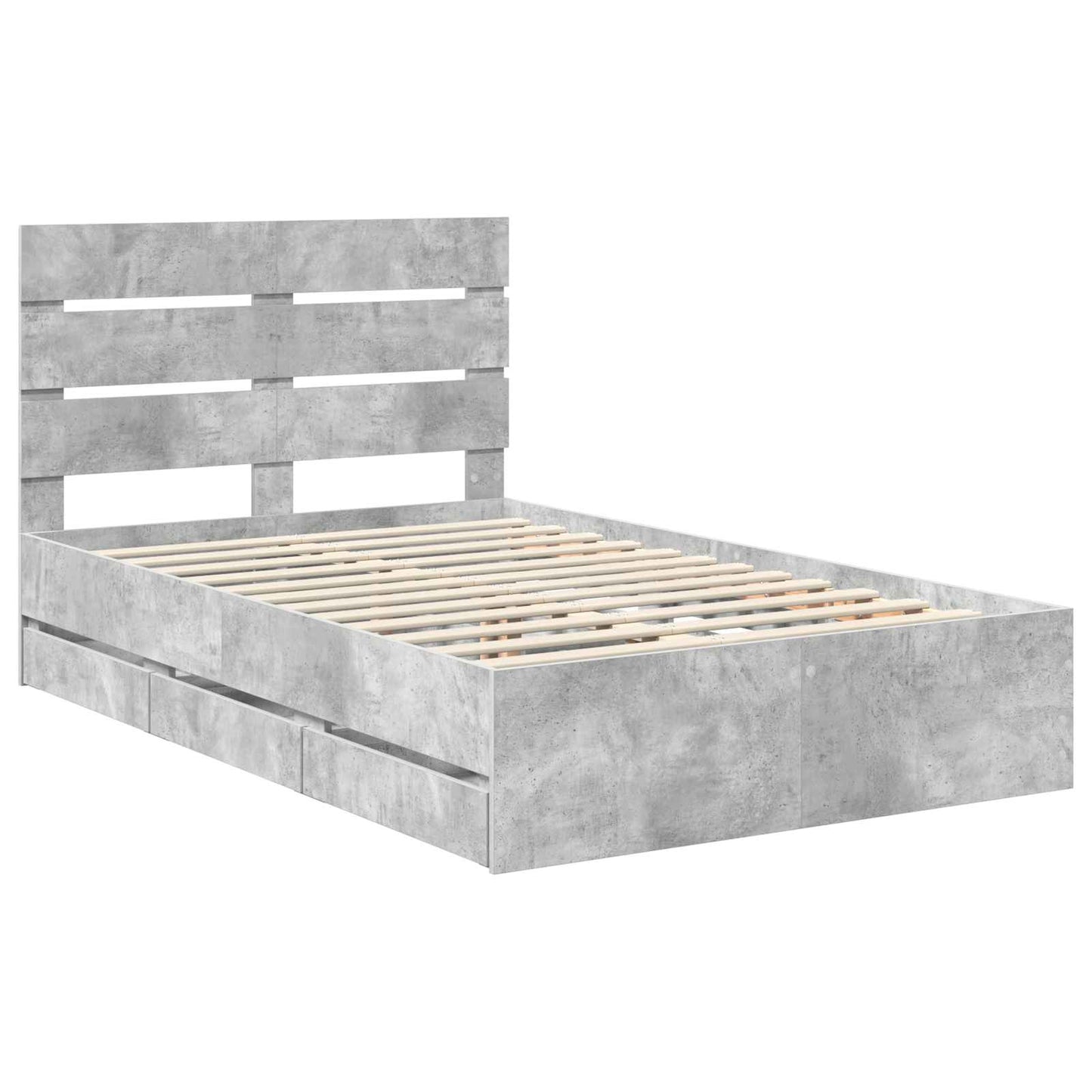 vidaXL Bettrahmen mit Kopfteil Beton Grau 120 x 200 cm Ingenieurs Holz