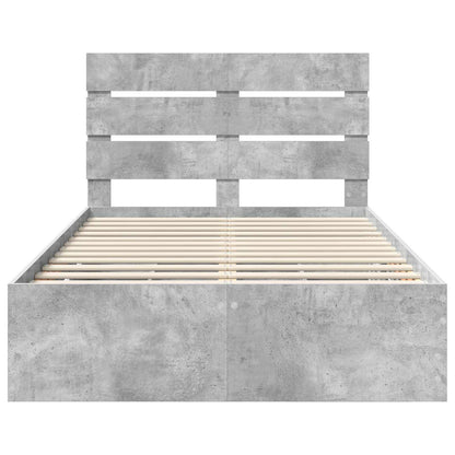 vidaXL Bettrahmen mit Kopfteil Beton Grau 120 x 200 cm Ingenieurs Holz