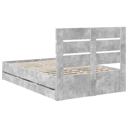 vidaXL Bettrahmen mit Kopfteil Beton Grau 120 x 190 cm Ingenieurs Holz