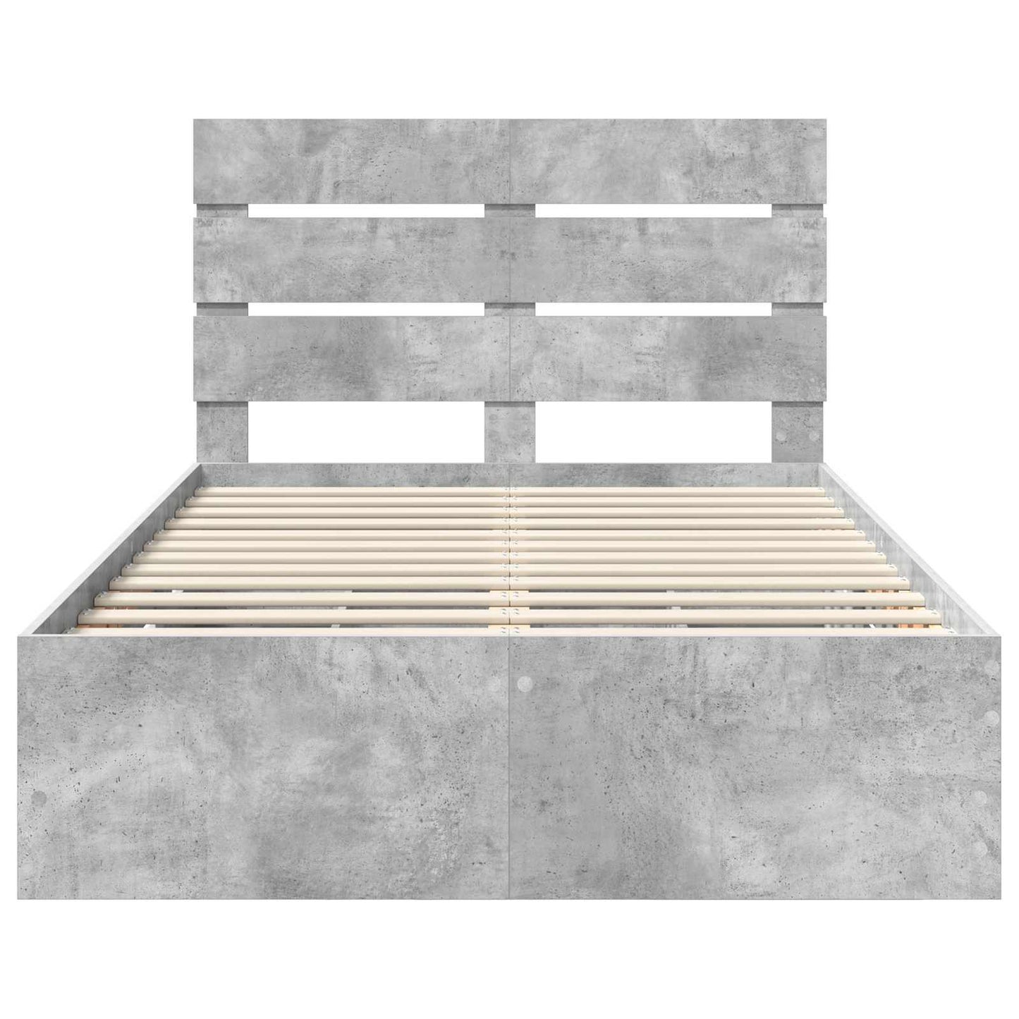 vidaXL Bettrahmen mit Kopfteil Beton Grau 120 x 190 cm Ingenieurs Holz