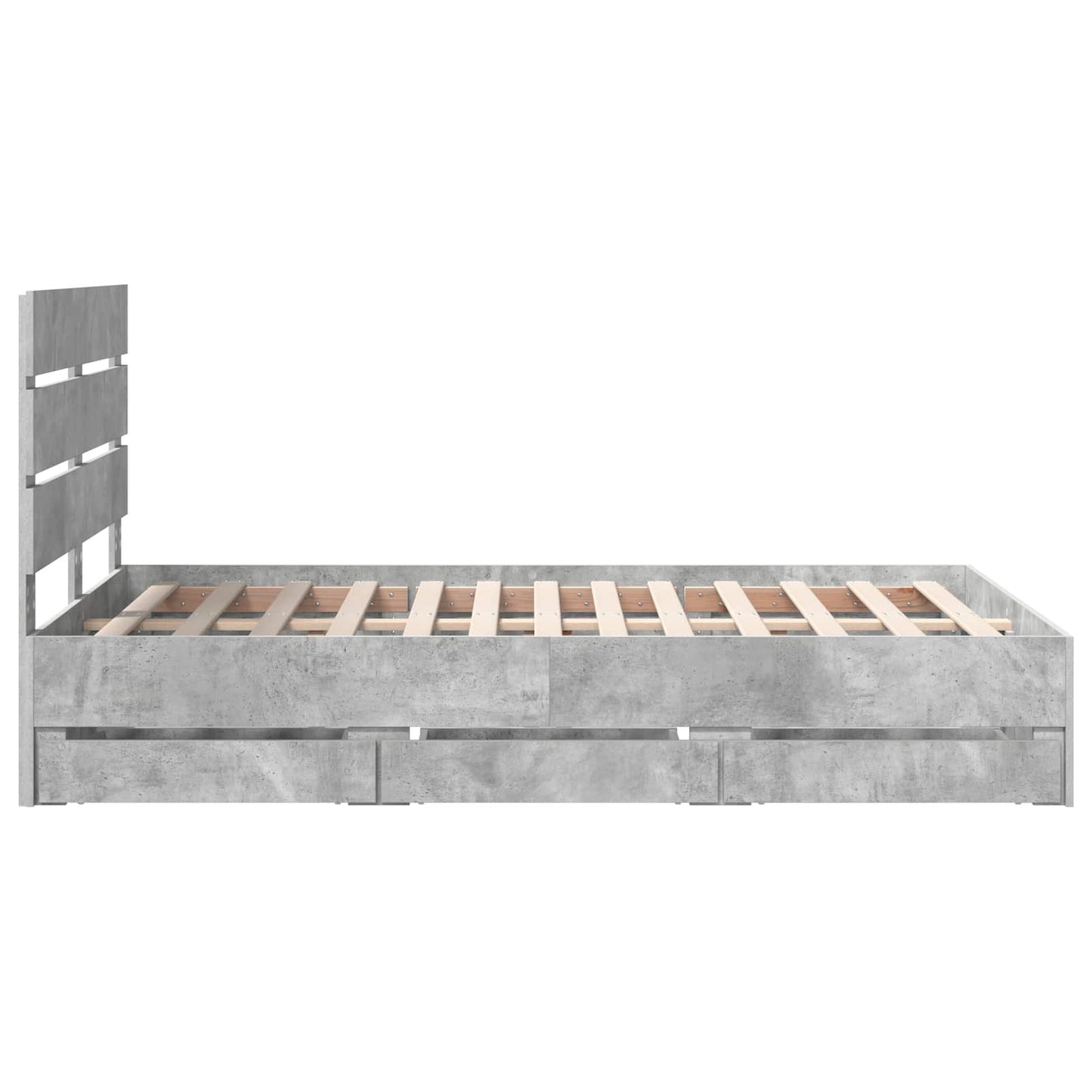 vidaXL Bettrahmen mit Kopfteil Beton Grau 120 x 190 cm Ingenieurs Holz