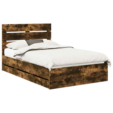vidaXL Bettrahmen Geräucherte Eiche 120 x 190 cm Ingenieurs Holz