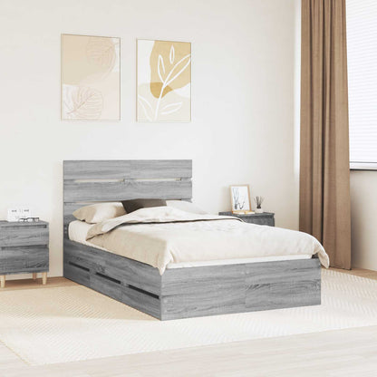 vidaXL Bettrahmen Graues Sonoma 120 x 190 cm Ingenieurs Holz