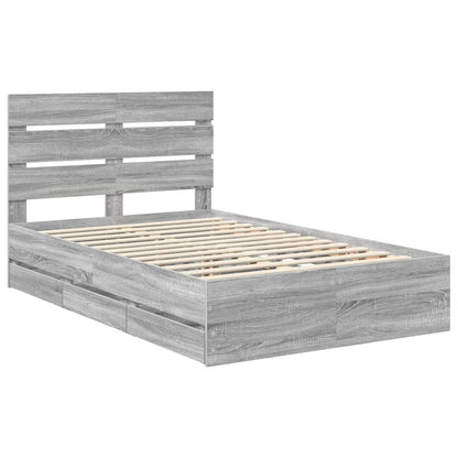 vidaXL Bettrahmen Graues Sonoma 120 x 190 cm Ingenieurs Holz