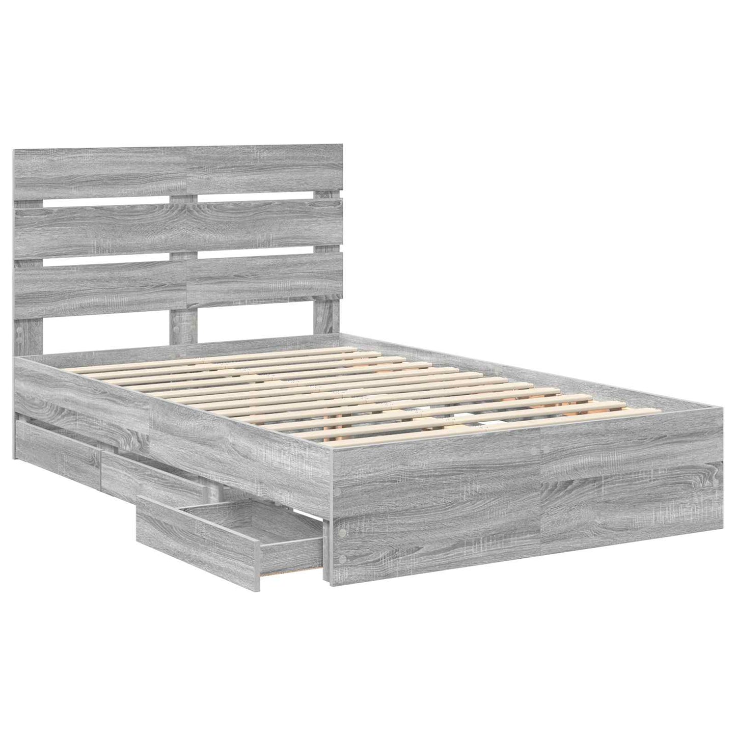 vidaXL Bettrahmen Graues Sonoma 120 x 190 cm Ingenieurs Holz