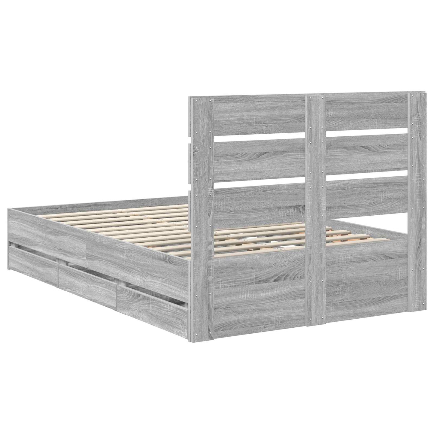 vidaXL Bettrahmen Graues Sonoma 120 x 190 cm Ingenieurs Holz
