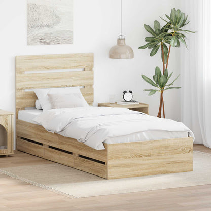 vidaXL Bettrahmen Sonoma-Eiche 100 x 200 cm Ingenieurs Holz