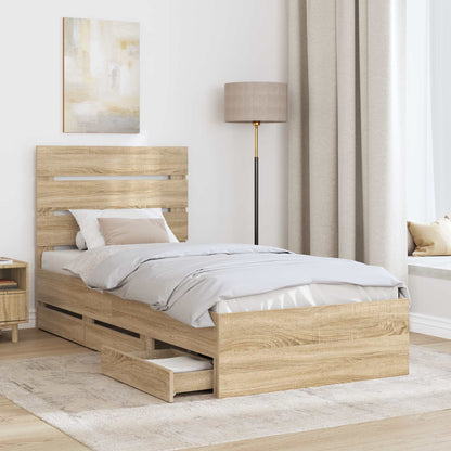 vidaXL Bettrahmen Sonoma-Eiche 100 x 200 cm Ingenieurs Holz