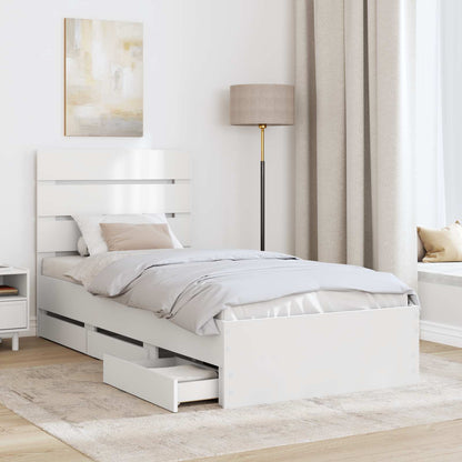 vidaXL Cadre de lit avec tiroirs Blanc 90 x 190 cm Bois d'ingénierie