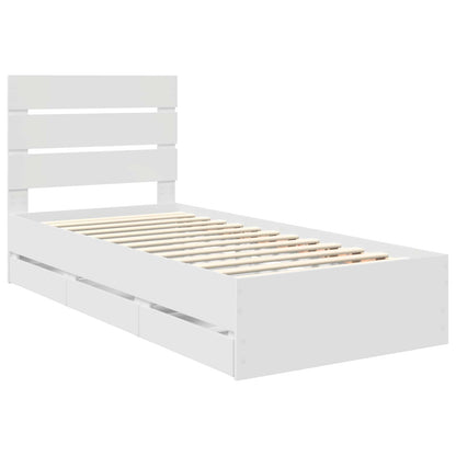 vidaXL Cadre de lit avec tiroirs Blanc 90 x 190 cm Bois d'ingénierie