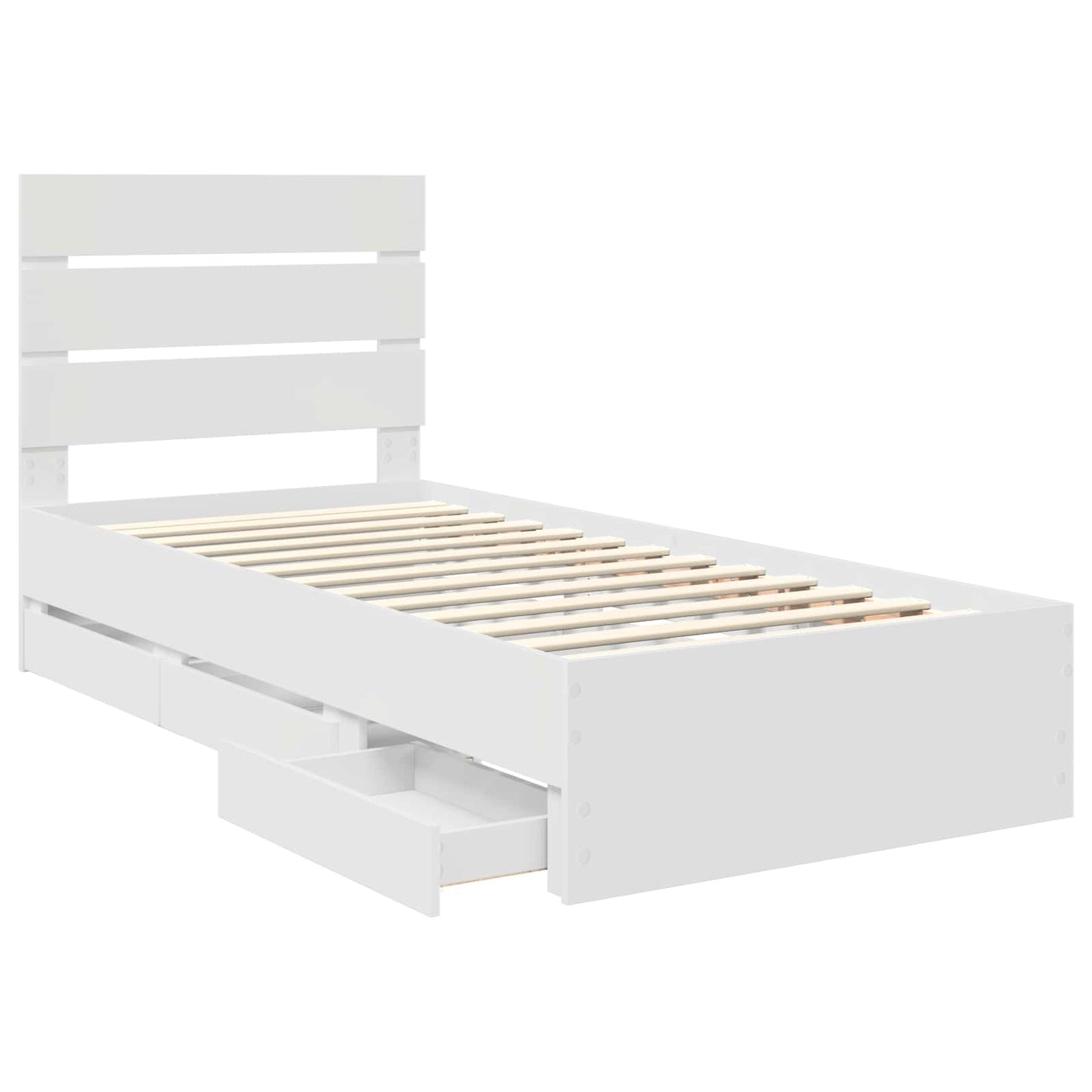vidaXL Cadre de lit avec tiroirs Blanc 90 x 190 cm Bois d'ingénierie