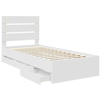 vidaXL Cadre de lit avec tiroirs Blanc 90 x 190 cm Bois d'ingénierie