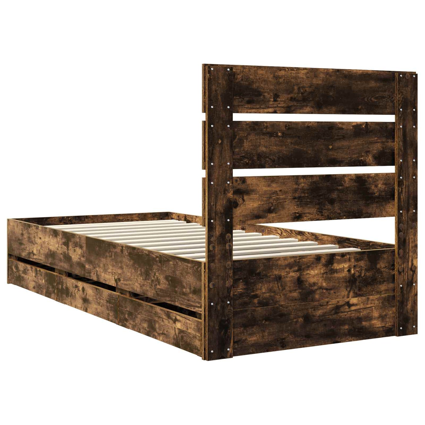 vidaXL Bettrahmen Geräucherte Eiche 90 x 190 cm Ingenieurs Holz