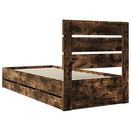 vidaXL Bettrahmen Geräucherte Eiche 90 x 190 cm Ingenieurs Holz