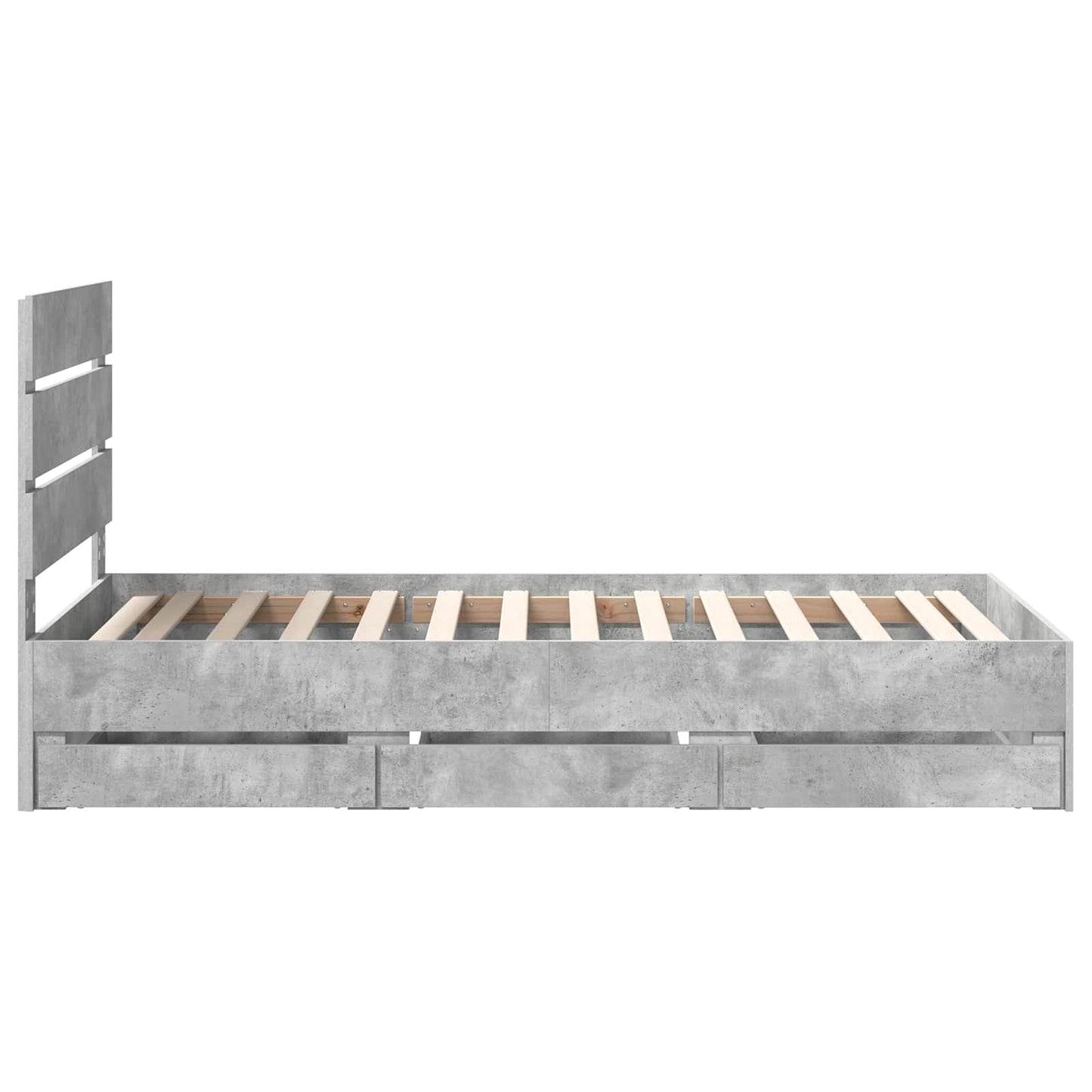 vidaXL Bettrahmen mit Kopfteil Beton Grau 90 x 200 cm Ingenieurs Holz