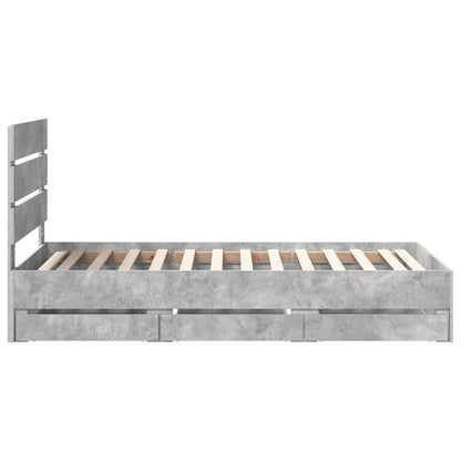 vidaXL Bettrahmen mit Kopfteil Beton Grau 90 x 200 cm Ingenieurs Holz