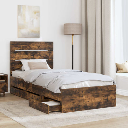 vidaXL Bettrahmen Geräucherte Eiche 90 x 200 cm Ingenieurs Holz