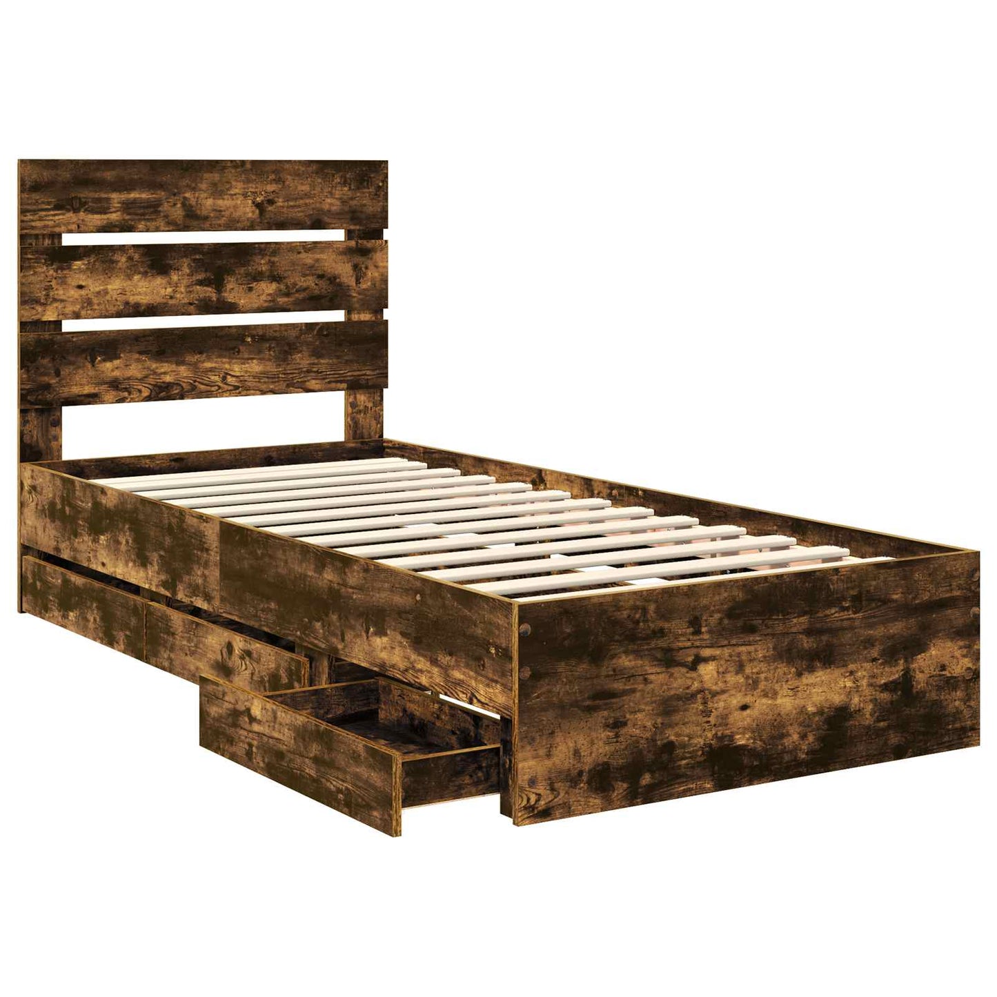 vidaXL Bettrahmen Geräucherte Eiche 90 x 200 cm Ingenieurs Holz