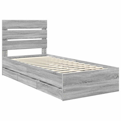 vidaXL Bettrahmen Graues Sonoma 90 x 200 cm Ingenieurs Holz