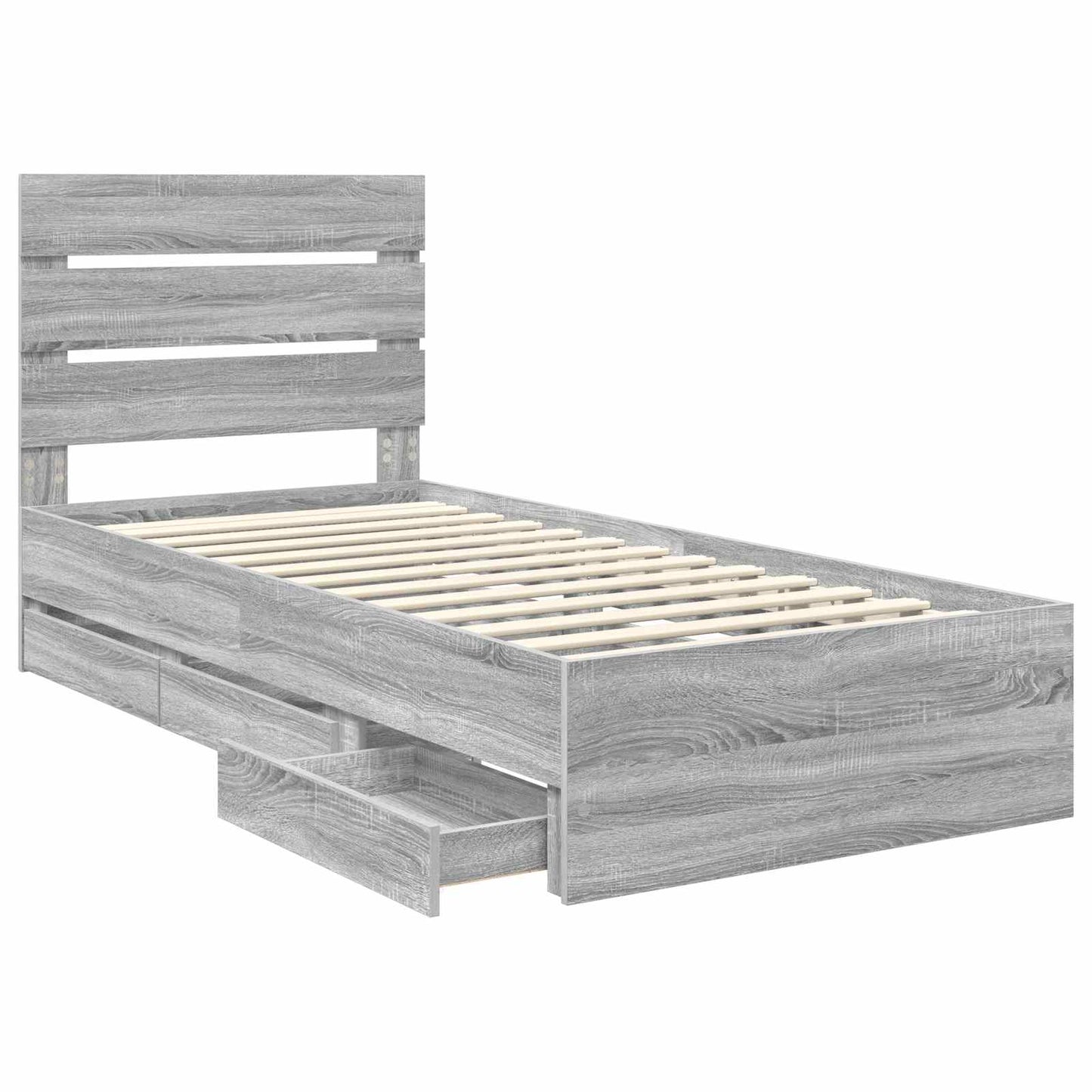 vidaXL Bettrahmen Graues Sonoma 90 x 200 cm Ingenieurs Holz