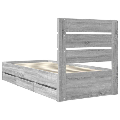 vidaXL Bettrahmen Graues Sonoma 90 x 200 cm Ingenieurs Holz