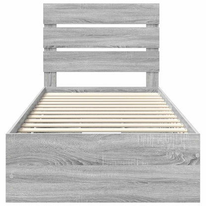 vidaXL Bettrahmen Graues Sonoma 90 x 200 cm Ingenieurs Holz