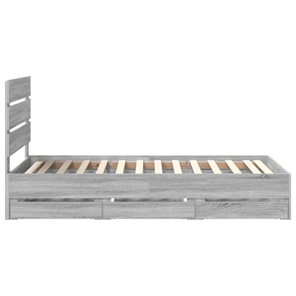 vidaXL Bettrahmen Graues Sonoma 90 x 200 cm Ingenieurs Holz