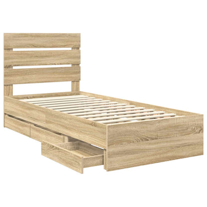vidaXL Bettrahmen Sonoma-Eiche 75 x 190 cm Ingenieurs Holz