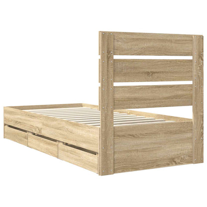 vidaXL Bettrahmen Sonoma-Eiche 75 x 190 cm Ingenieurs Holz