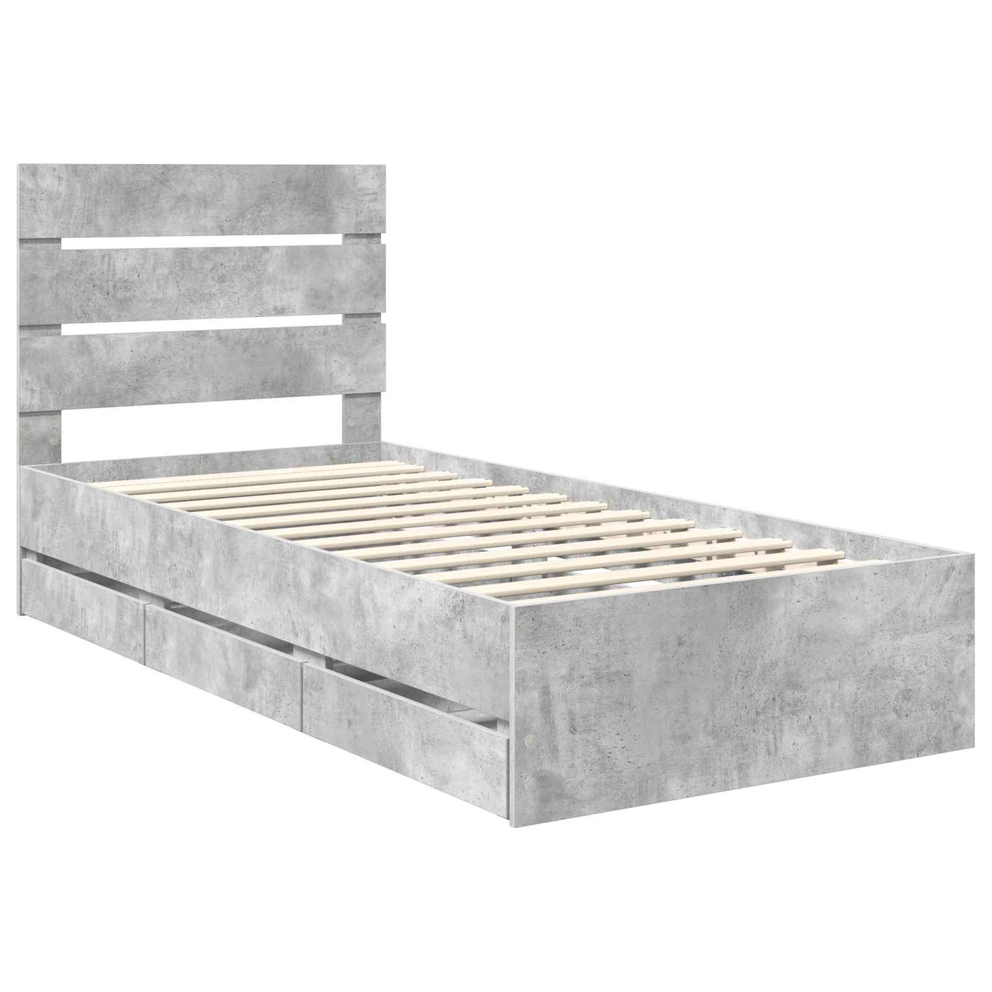 vidaXL Cadre de lit avec tête de lit Gris Béton 75 x 190 cm Bois d'ingénierie