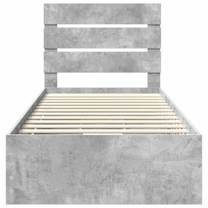 vidaXL Cadre de lit avec tête de lit Gris Béton 75 x 190 cm Bois d'ingénierie