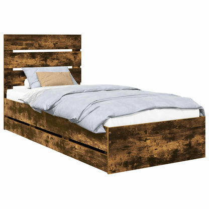 vidaXL Bettrahmen Geräucherte Eiche 75 x 190 cm Ingenieurs Holz