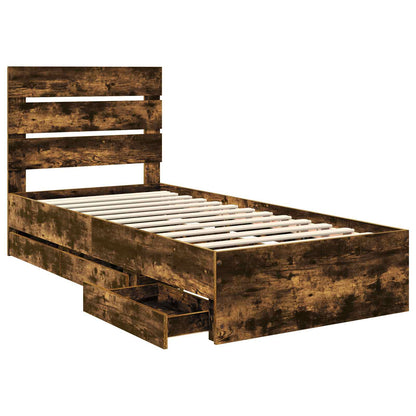 vidaXL Bettrahmen Geräucherte Eiche 75 x 190 cm Ingenieurs Holz