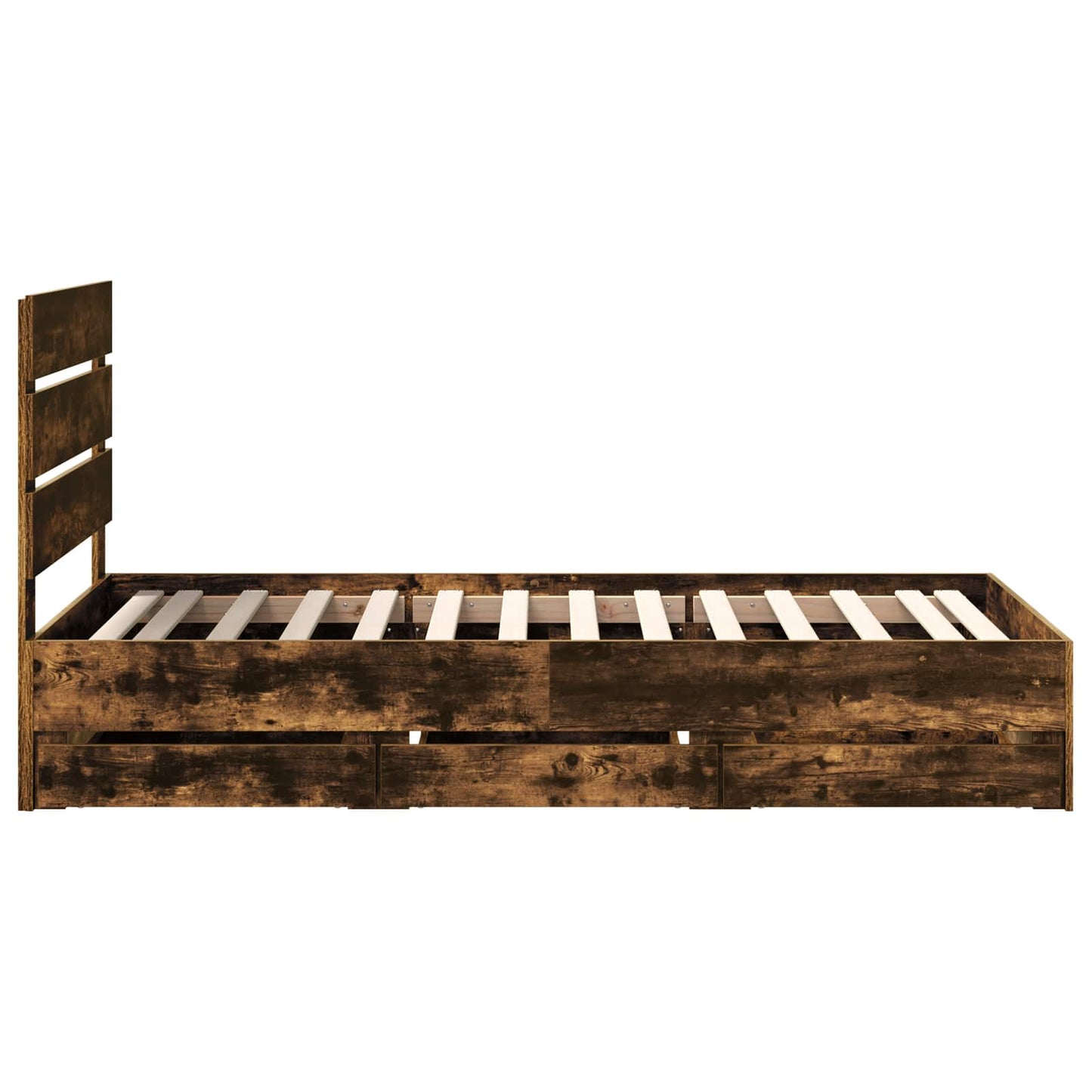 vidaXL Bettrahmen Geräucherte Eiche 75 x 190 cm Ingenieurs Holz