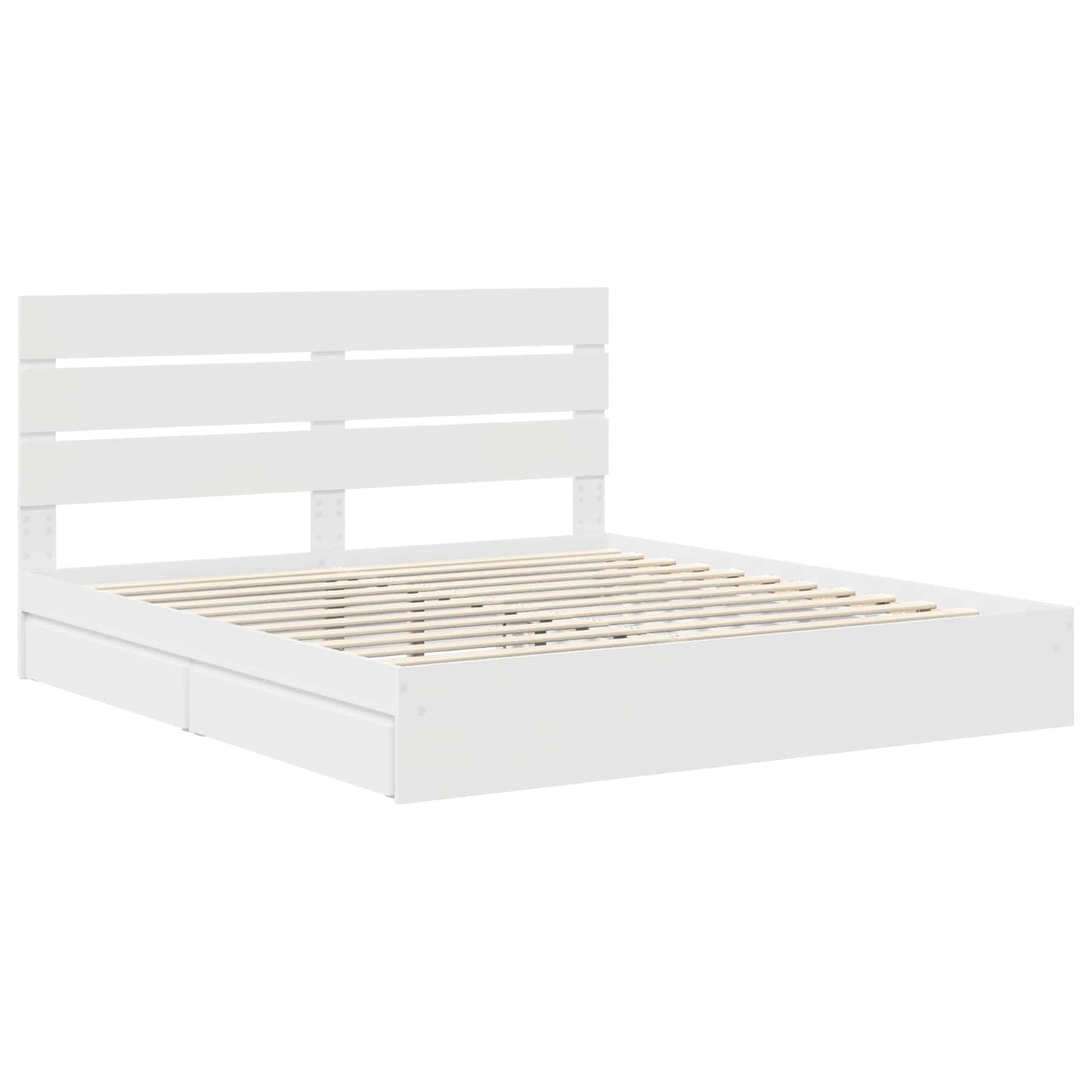 vidaXL Aufbewahrungsbett mit Kopfteil Weiß 200 x 200 cm Holzwerkstoff