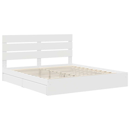 vidaXL Aufbewahrungsbett mit Kopfteil Weiß 200 x 200 cm Holzwerkstoff