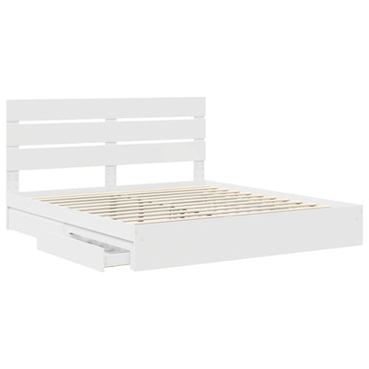 vidaXL Aufbewahrungsbett mit Kopfteil Weiß 200 x 200 cm Holzwerkstoff