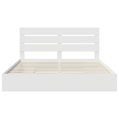 vidaXL Aufbewahrungsbett mit Kopfteil Weiß 200 x 200 cm Holzwerkstoff