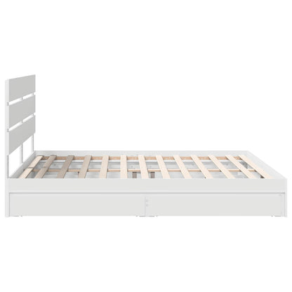 vidaXL Aufbewahrungsbett mit Kopfteil Weiß 200 x 200 cm Holzwerkstoff